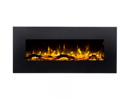 Cheminée électrique murale LALITA - L110 x P14 x H49 cm - Blanc