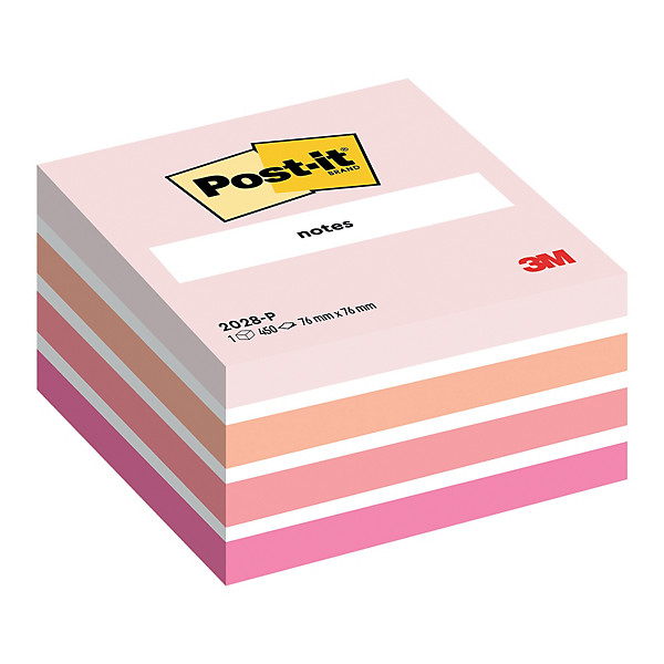 Bloc Post-it® 3 M format 76 x 76 coloris aquarelle rose