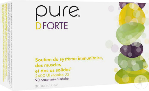 Pure D Forte Vitamine D 2400 UI Os solide et immunité 90 comprimés à croquer