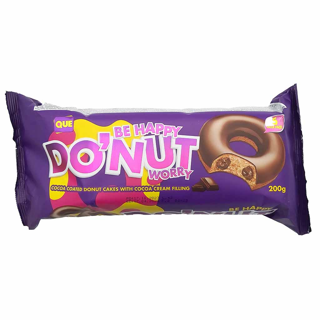 Que Be Happy Donuts Worry Cacao Creme Füllung 200g MHD:6.3.26