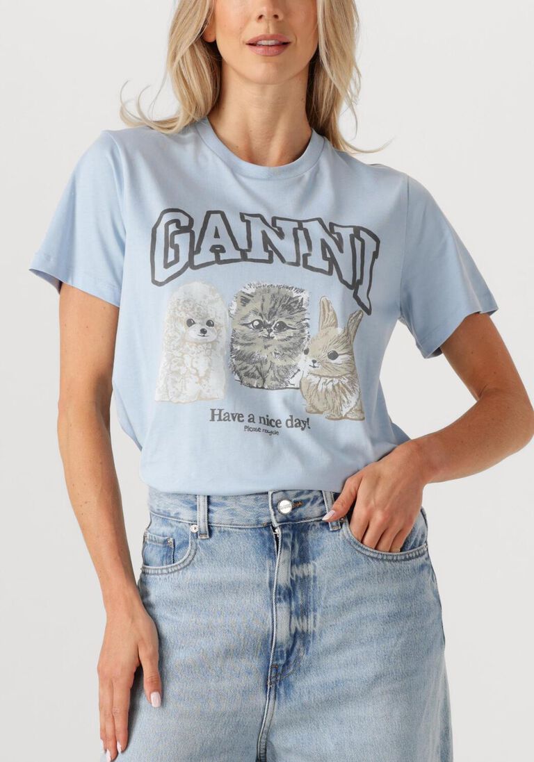 lichtblauwe ganni t-shirt t4278