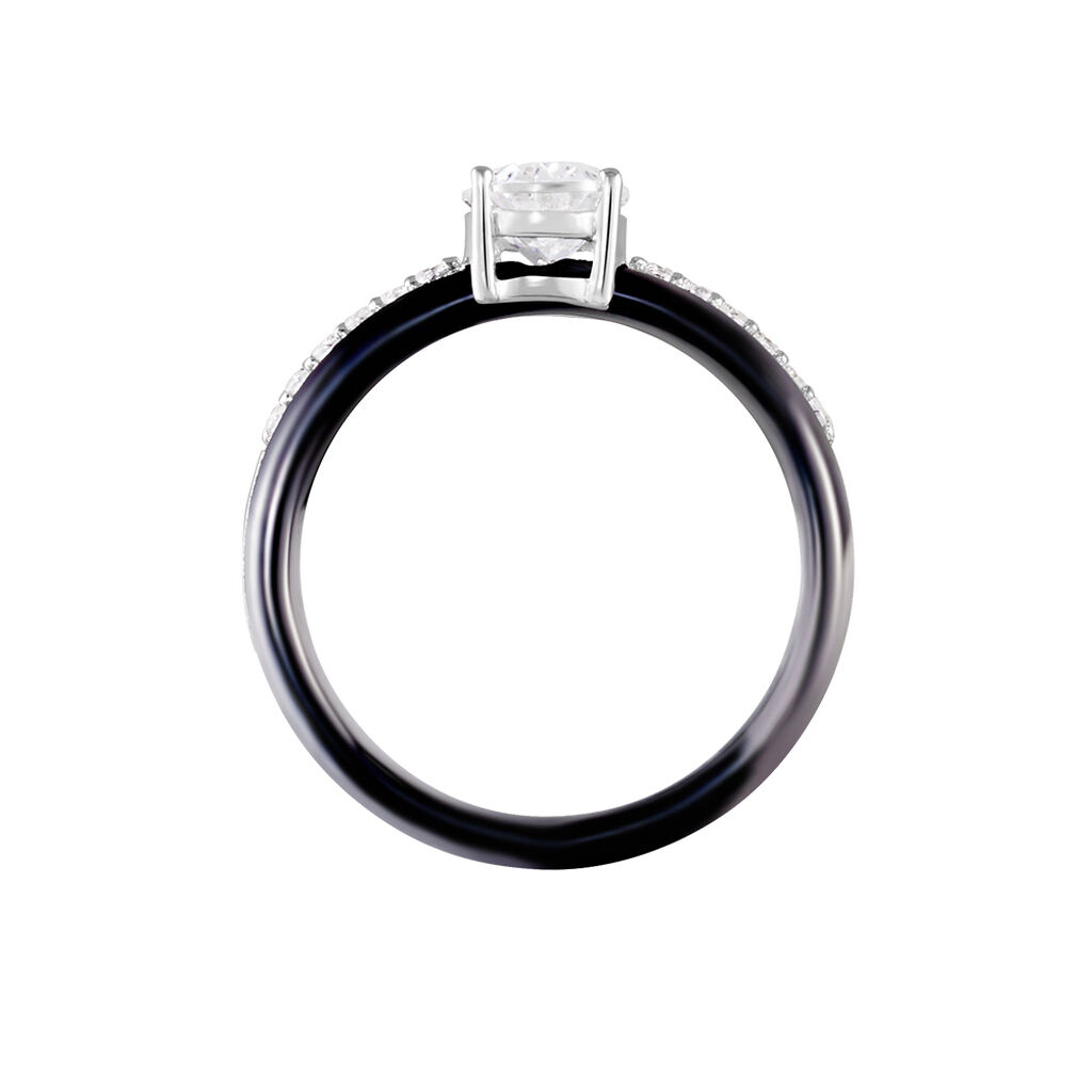 Bague Solitaire Neville Argent Blanc Céramique Et Oxyde De Zirconium