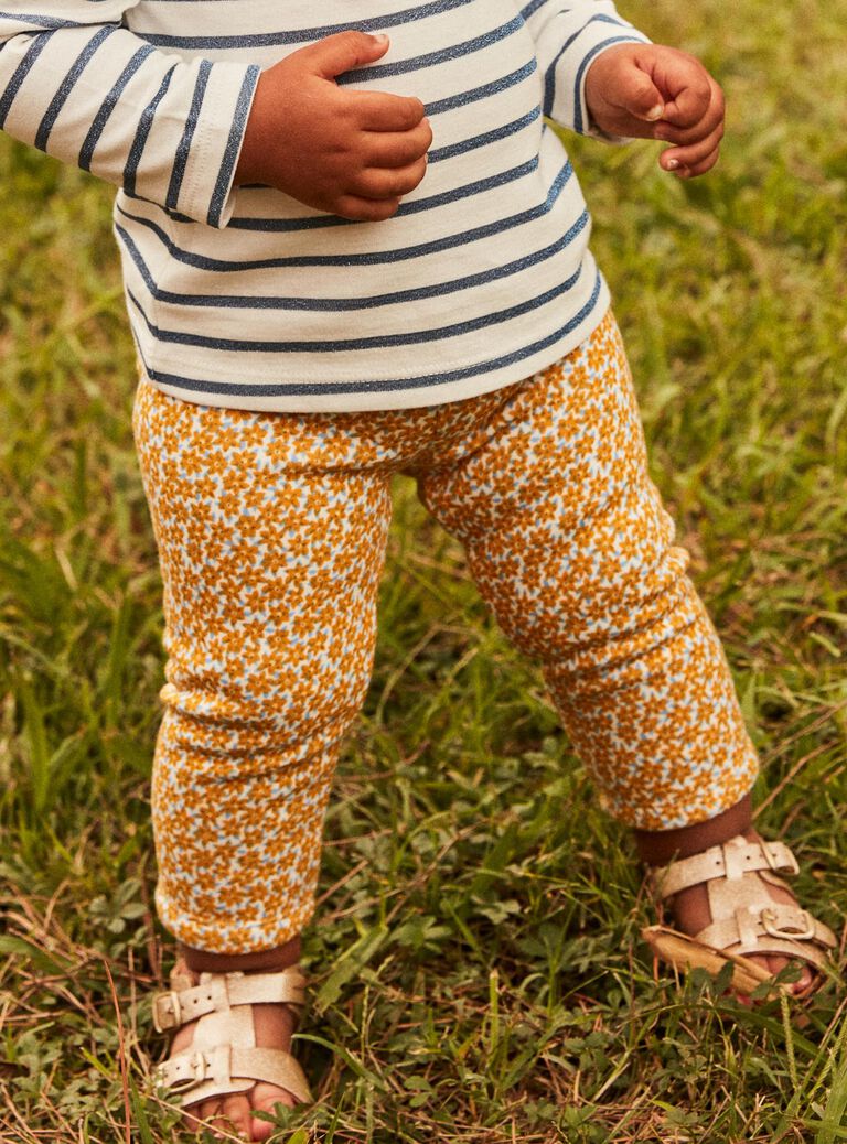 Legging bleu marine à fleurs