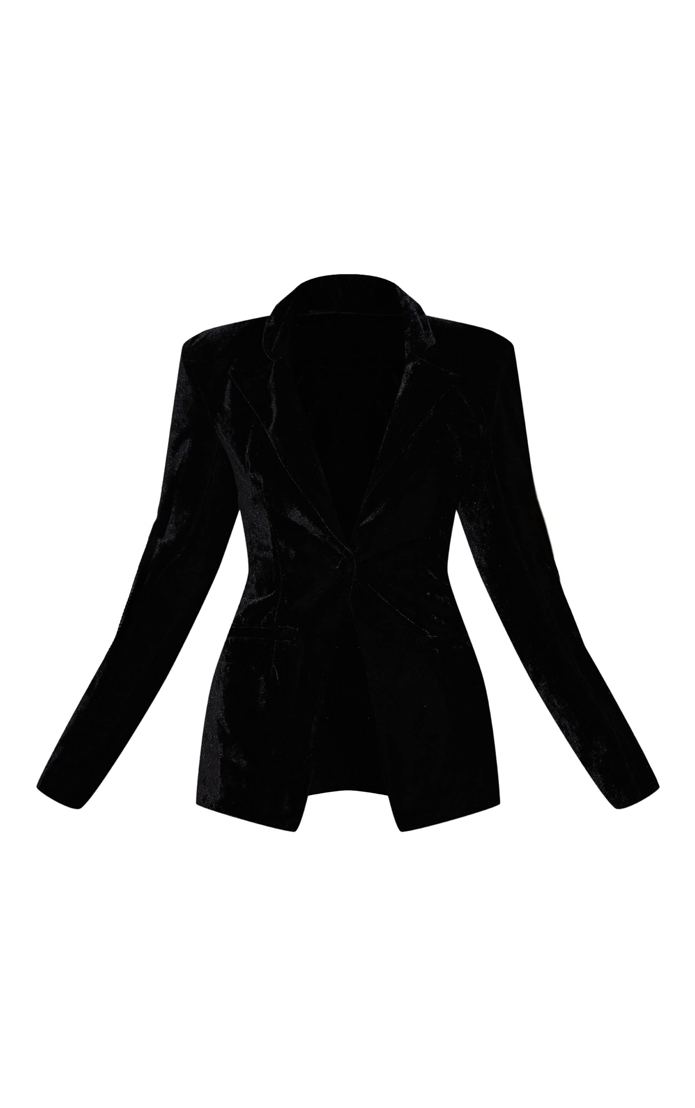 Noir Blazer Ajusté En Velours