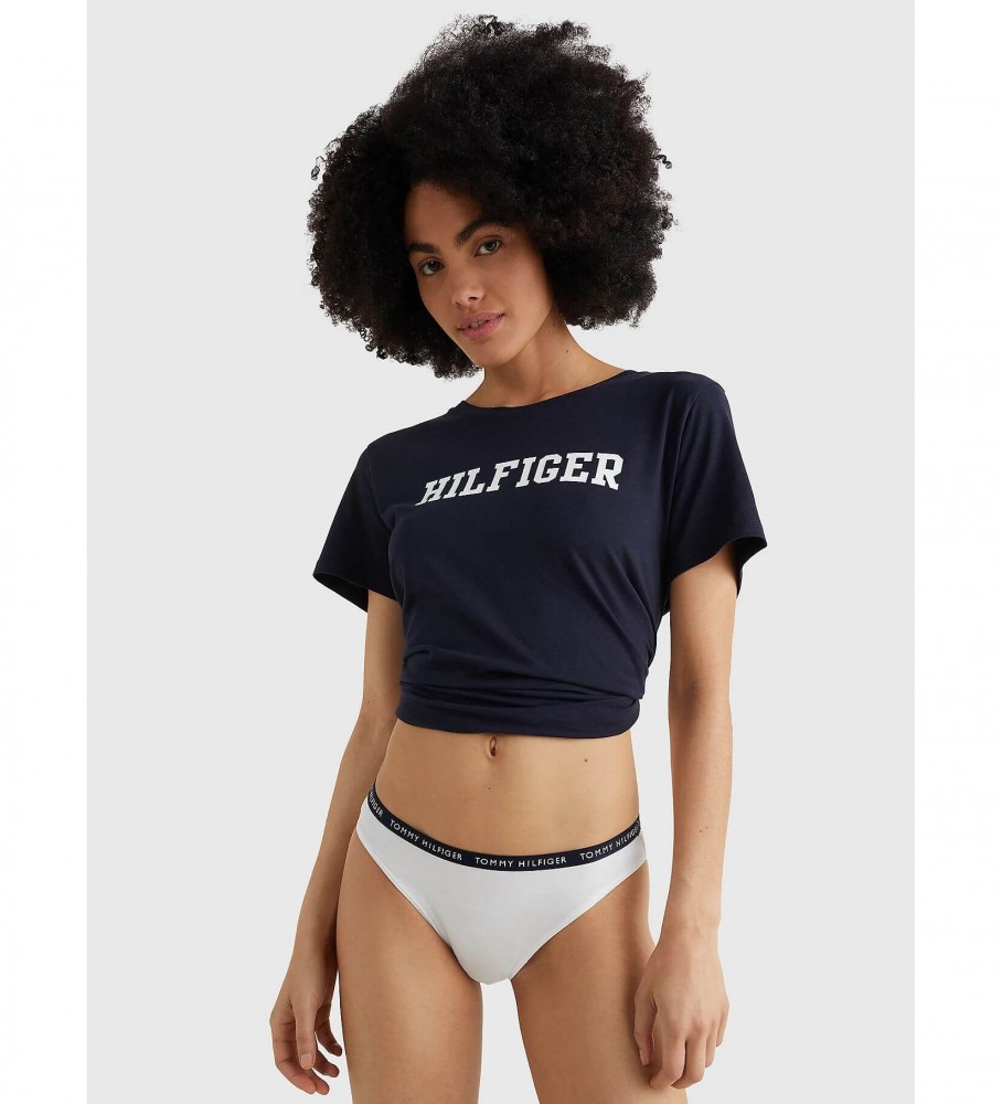 Conjunto de 3 cuecas Tommy Hilfiger com logo nas cores branca, cinza e preta.