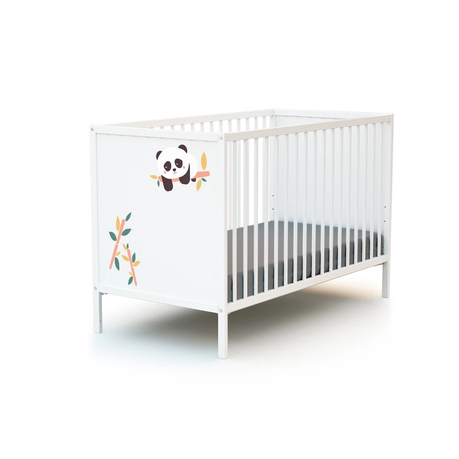 WEBABY Babybett Renard Panda mit Panelen weiß 60 x 120 cm