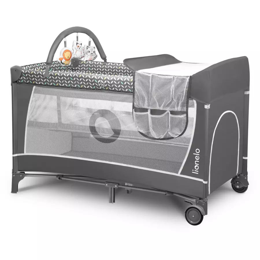 lionelo Reisebett Flower Grey Scandi