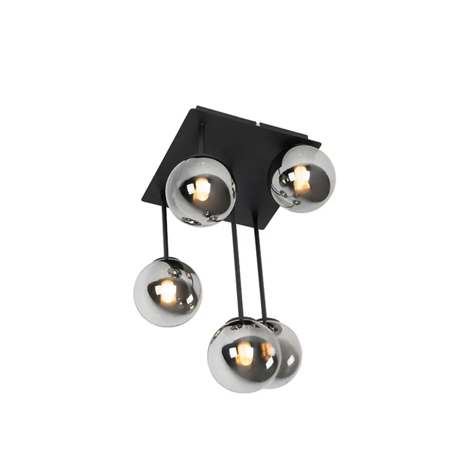 Qazqa plafondlampen athens zwart g9