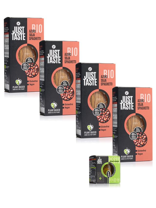JUST TASTE Pasta-Set: Bio Azuki-Soja Spaghetti & Bärlauch-Koriander-Pesto