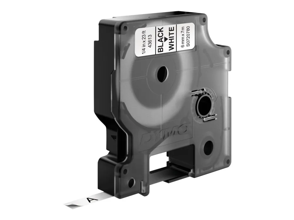 Labeltape DYMO® D1 sort på hvid 6mm x 7m