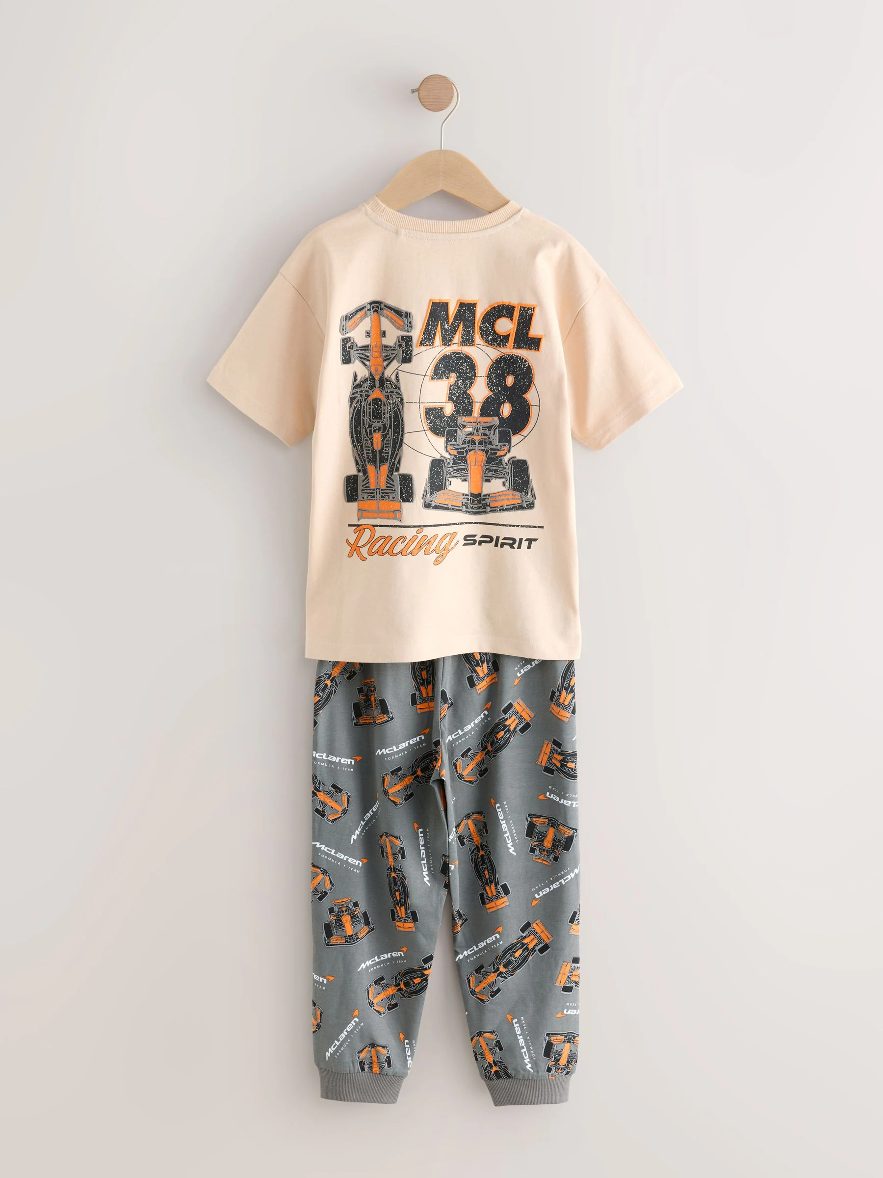 Zwart/crème McLaren - Enkele licentie 100% katoenen pyjama's (3-16jaar)
