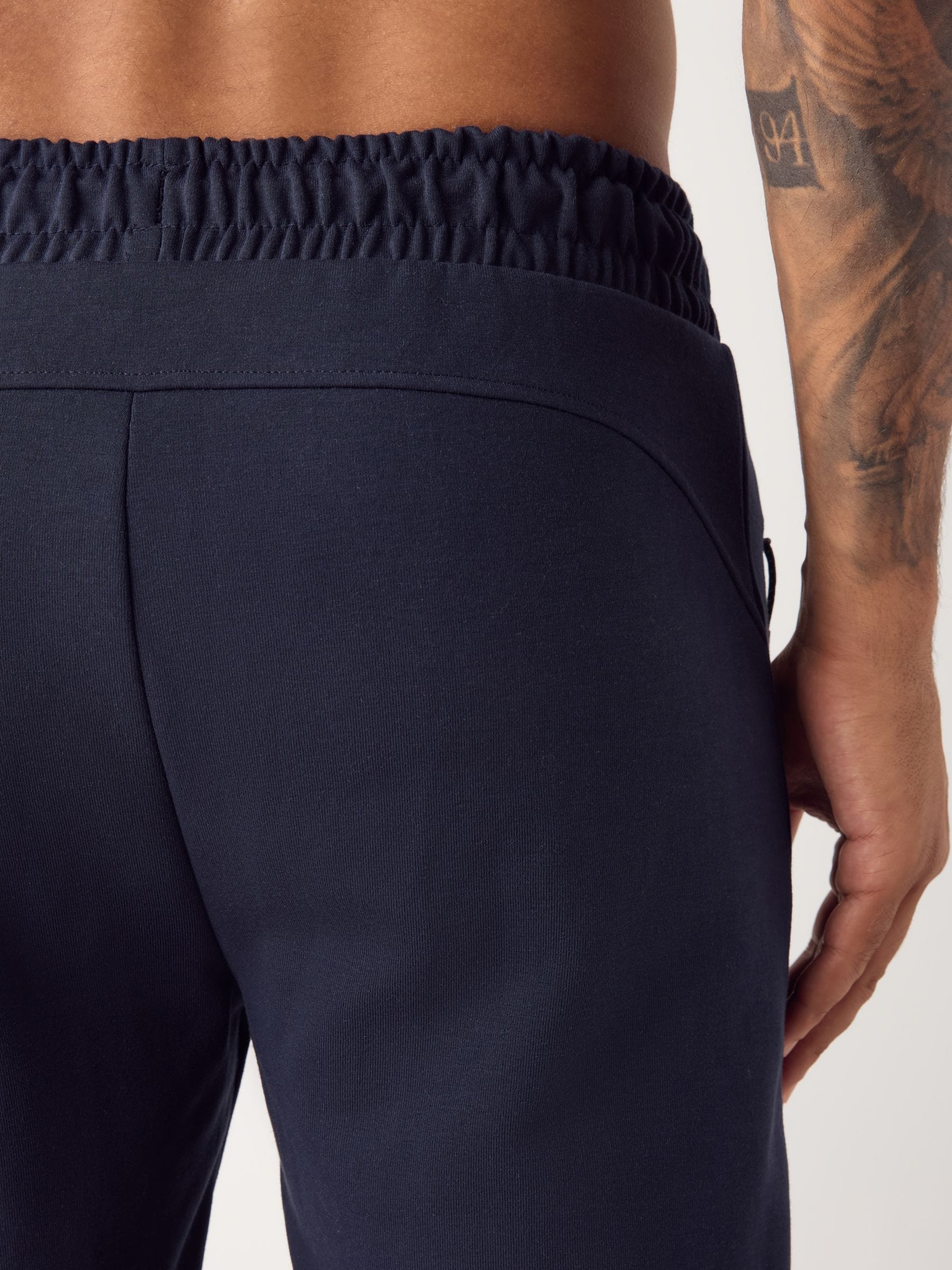 Donkerblauw - Sport- en vrijetijdsjoggingbroek met boorden