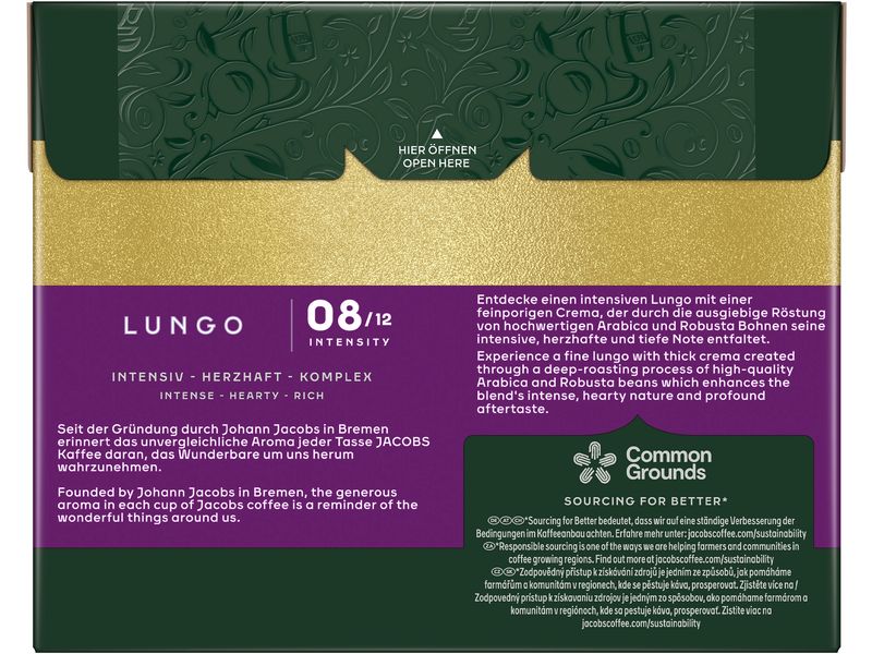 Jacobs Kaffeekapseln Lungo 8 Intenso 40 Stück Aluminium Kaffeekapseln für Nespresso-Maschinen