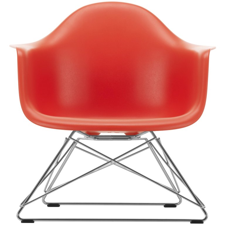 Vitra Eames LAR loungestoel verchroomd onderstel, Poppy Red