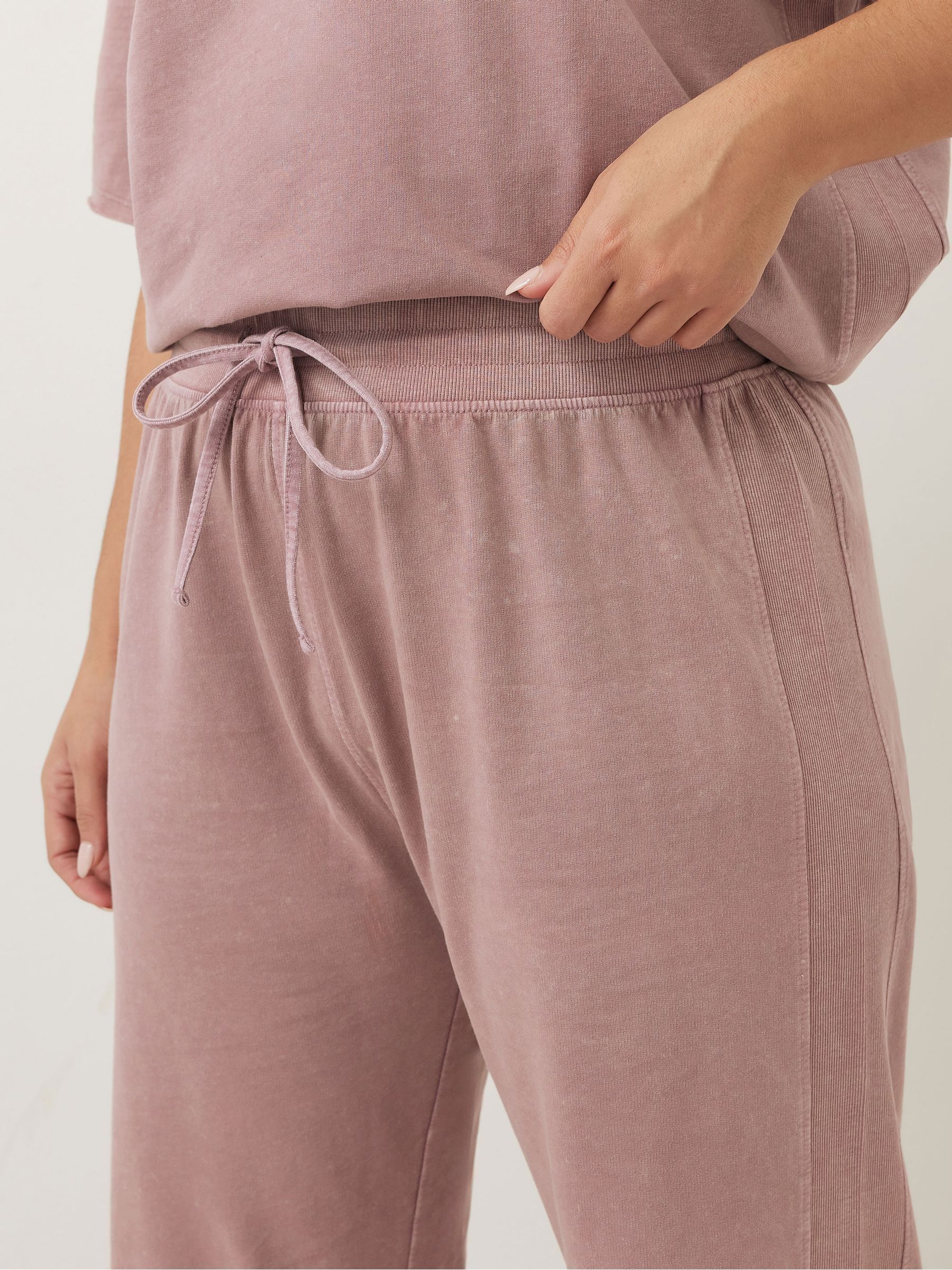 Roze - Yours Curve 100% Cotton Acid Wash Wide Leg Joggers