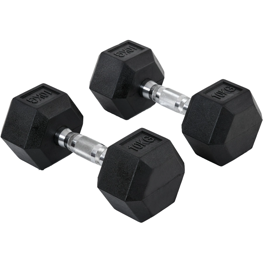 HOMCOM Kurzhantel 2er Set in Hexagon Form schwarz, silber