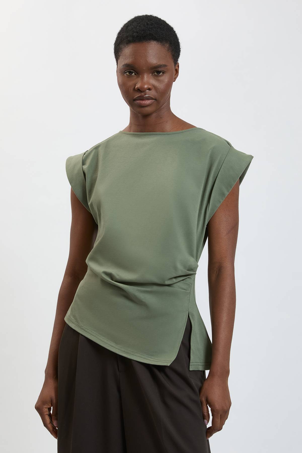 KarenMillen T-shirt En Jersey De Coton 100% Asymétrique