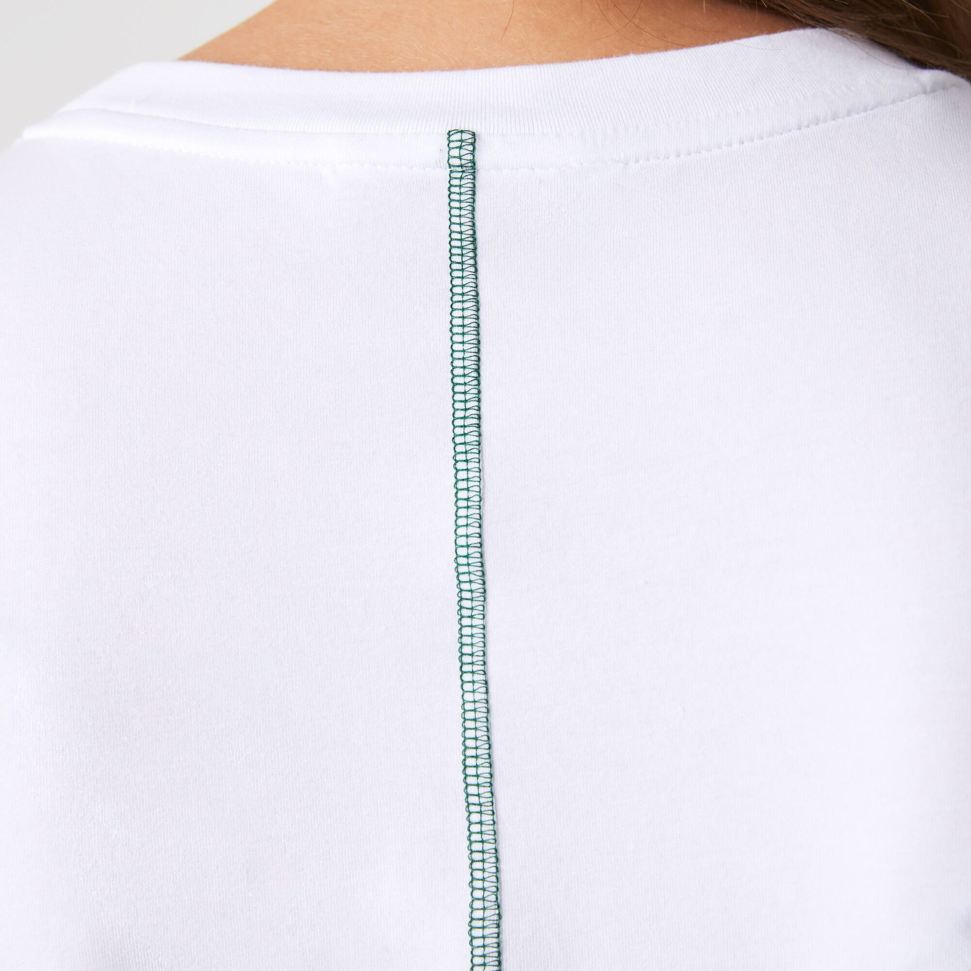 T-shirt slim fit à col rond en coton mélangé T-Shirts - Blanc - Lacoste - Femme