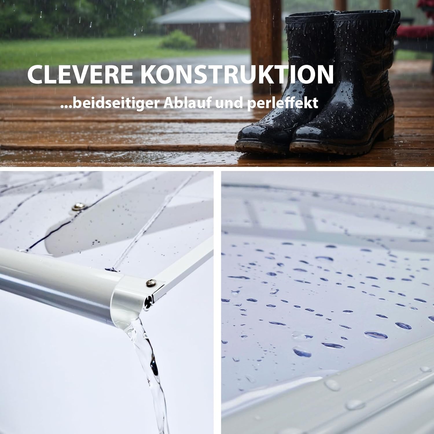 TRUTZHOLM Vordach für Haustür aus Aluminium und Polycarbonat 145 x 100 cm Haustürvordach Pultvordach Türdach Türvordach Haustür Dach