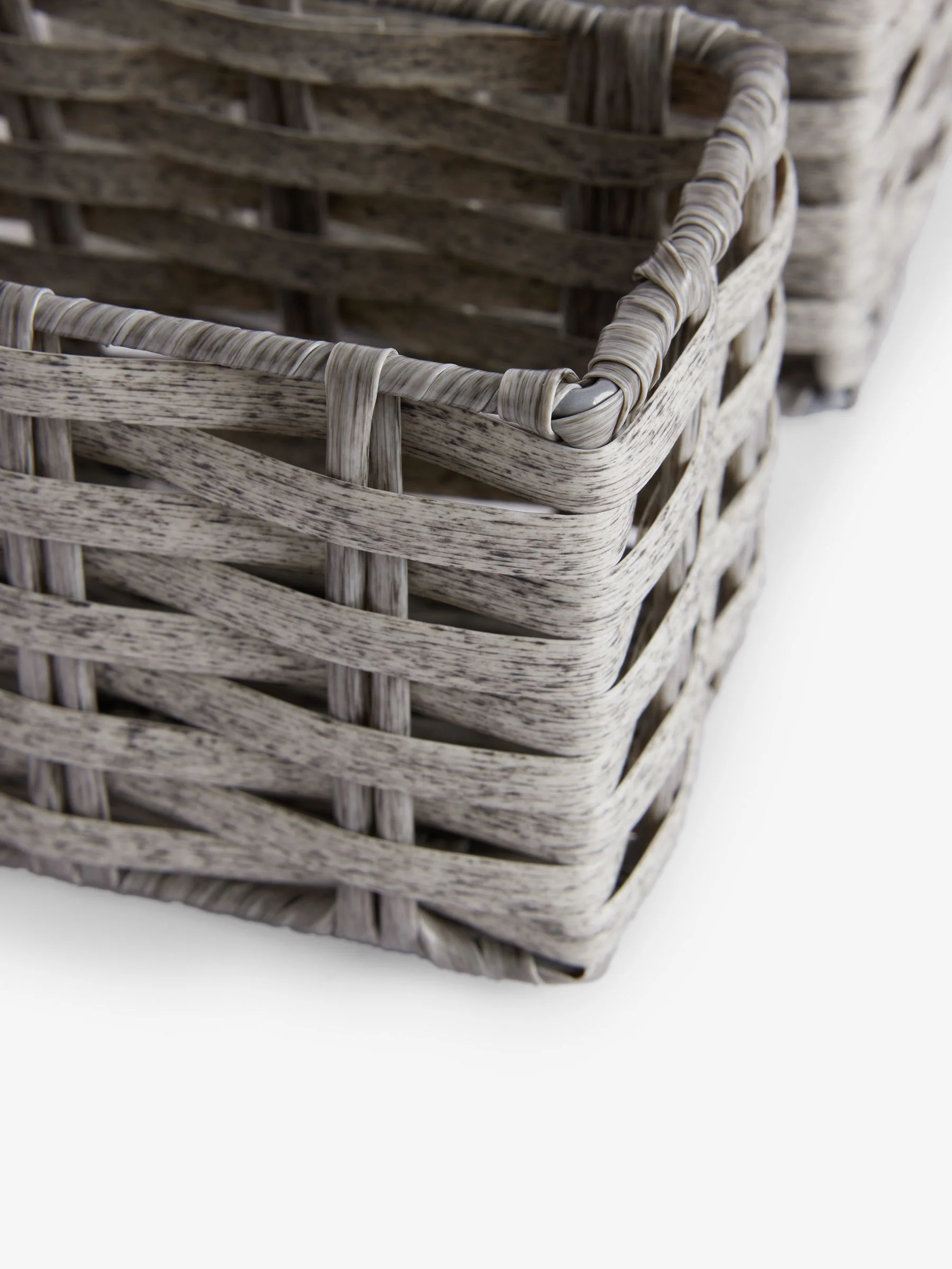 Set of 3 Mini Grey Storage Baskets