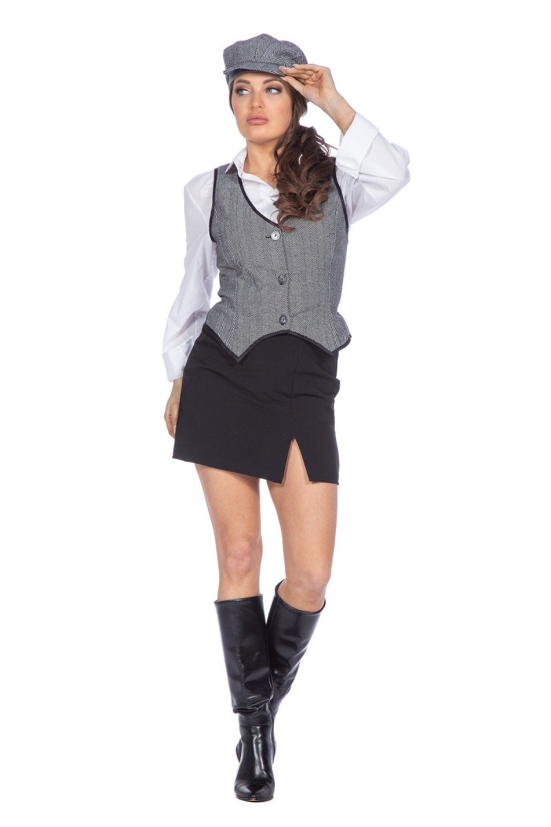 Roaring Twenties 20S Kostuum Grijs Zwart Dames 3 delig