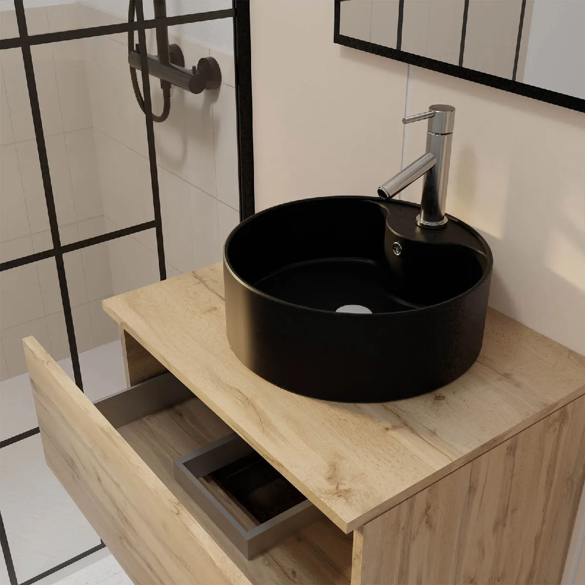 AURLANE TIMBER - Meuble salle de bain 80 cm