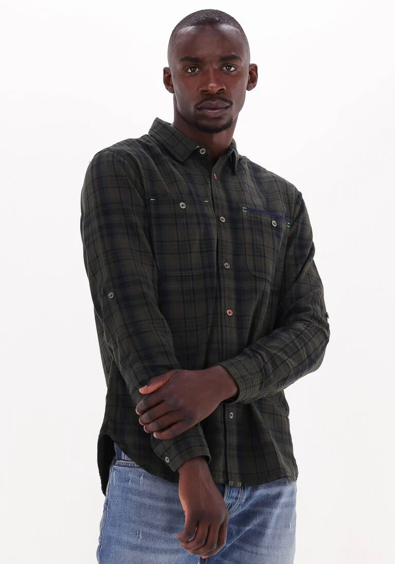 SCOTCH & SODA donkergroene scotch & soda casual overhemd regular-fit checked flannel shirt