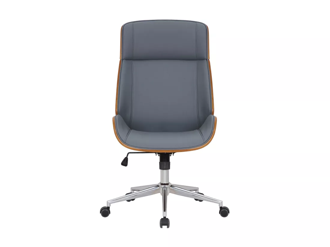 Chaise de bureau - Similicuir & Métal chromé - Noyer / Gris - Varel
