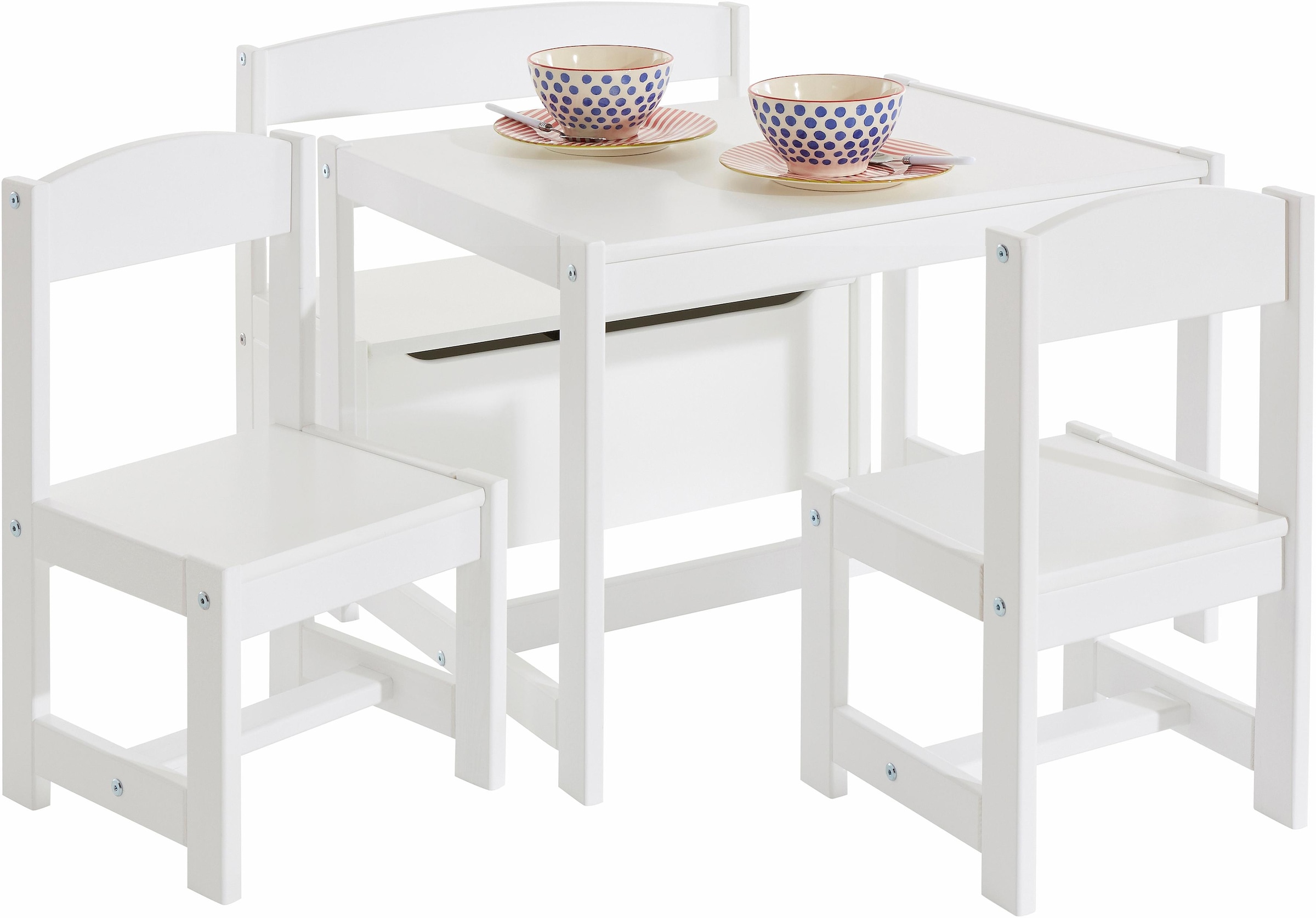 Hoppekids Kindersitzgruppe »MATHILDE« Set, 4 Stk. tlg. mit 2 Stühlen, Tisch & Bank mit Stauraum