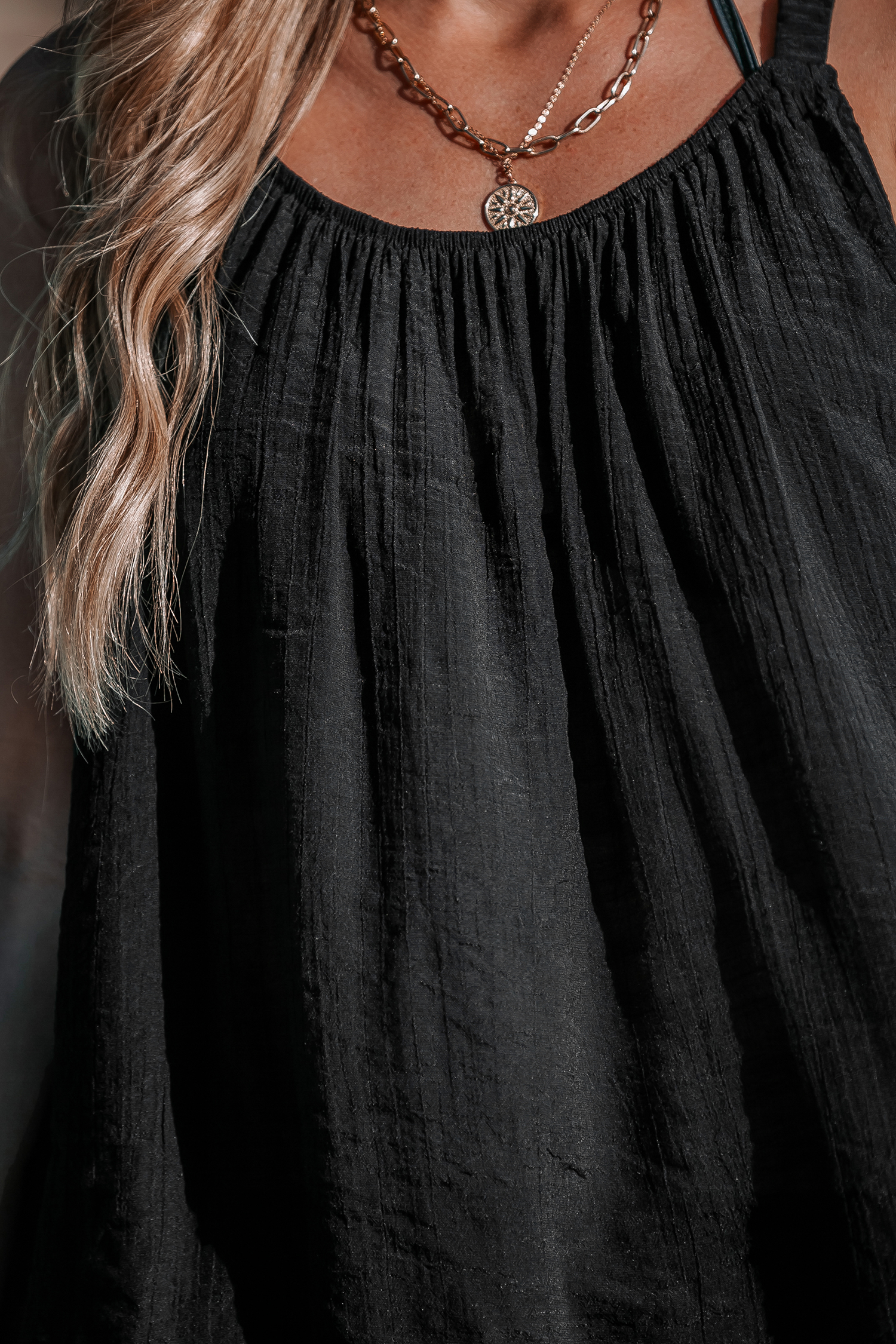 Robe cover up mini à col scoop ample noire
