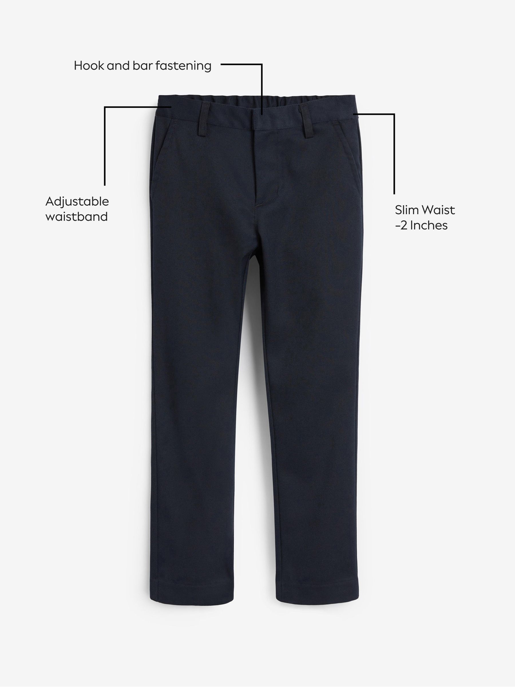 Marineblauw - Schoolbroek met rechte pijpen (3-17jaar)