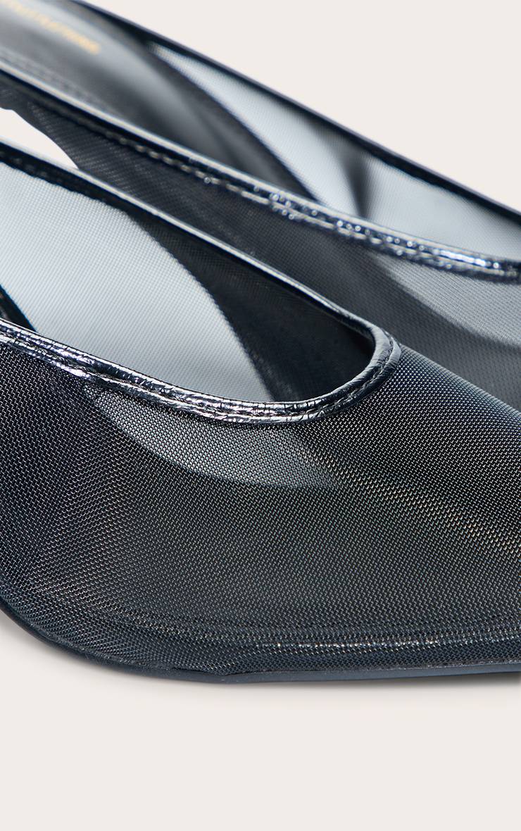 Noir Mule À Talon En Mesh