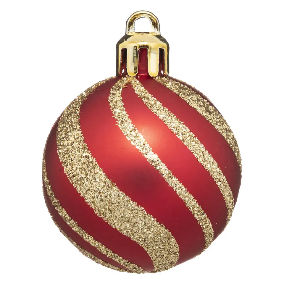 Atmosphera Kerstballen - 12x - kunststof - goud-rood-groen - 4cm