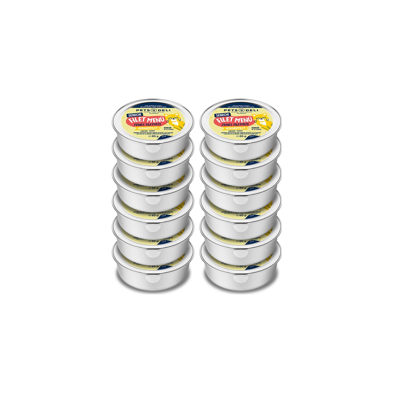 Pets Deli Nassfutter Katze, Senior, Filet Menü Hühnerfilet 12x85g