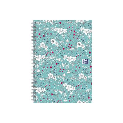 Oxford Floral - Carnet de notes à spirale - A5 - 120 pages - petits carreaux