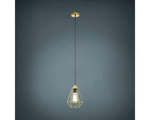Hanglamp, 1-lichts, HxØ 110x17,5 cm, messing/geborsteld