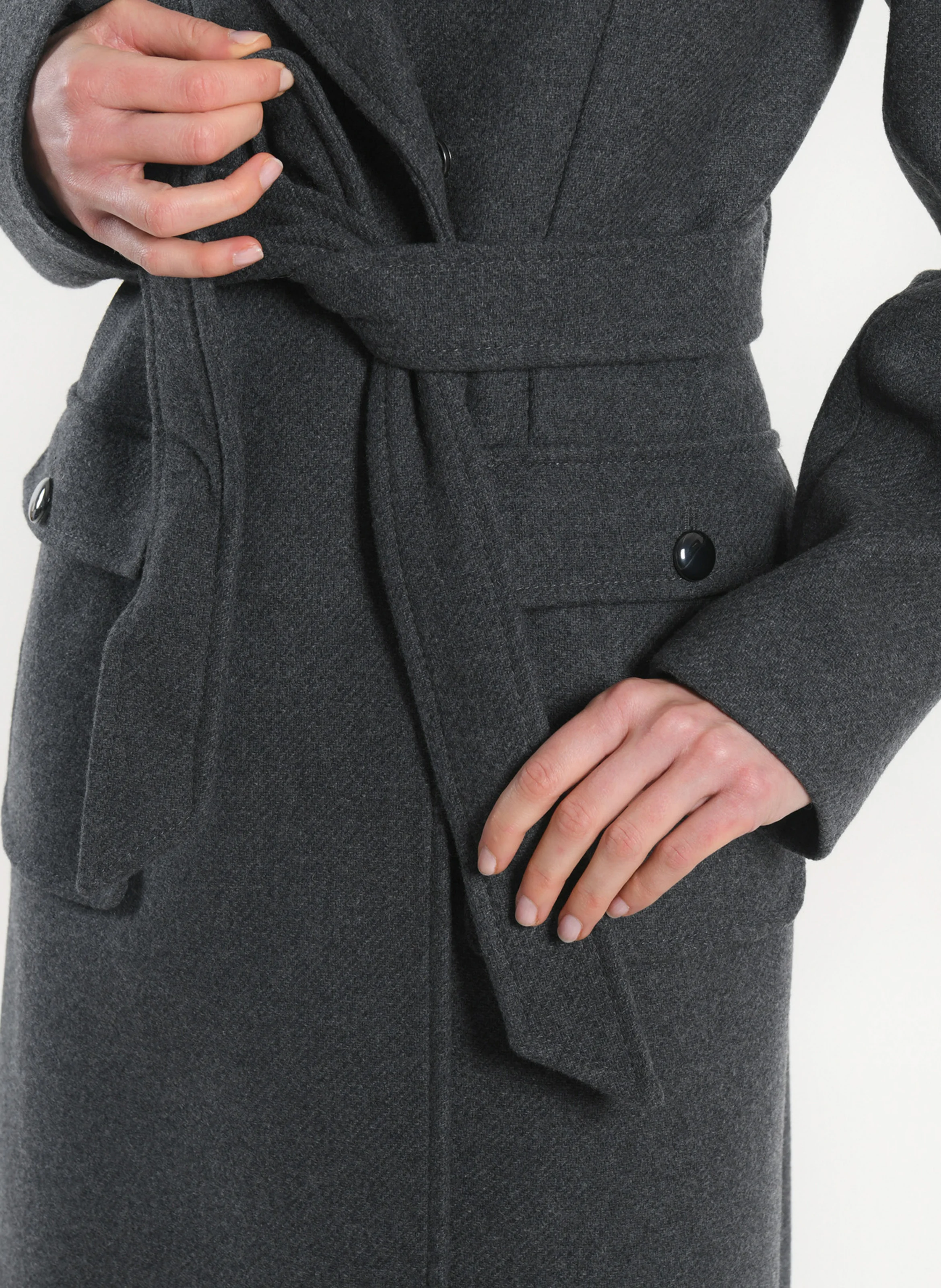 NAEL - Manteau droit en laine mélangée | Gris