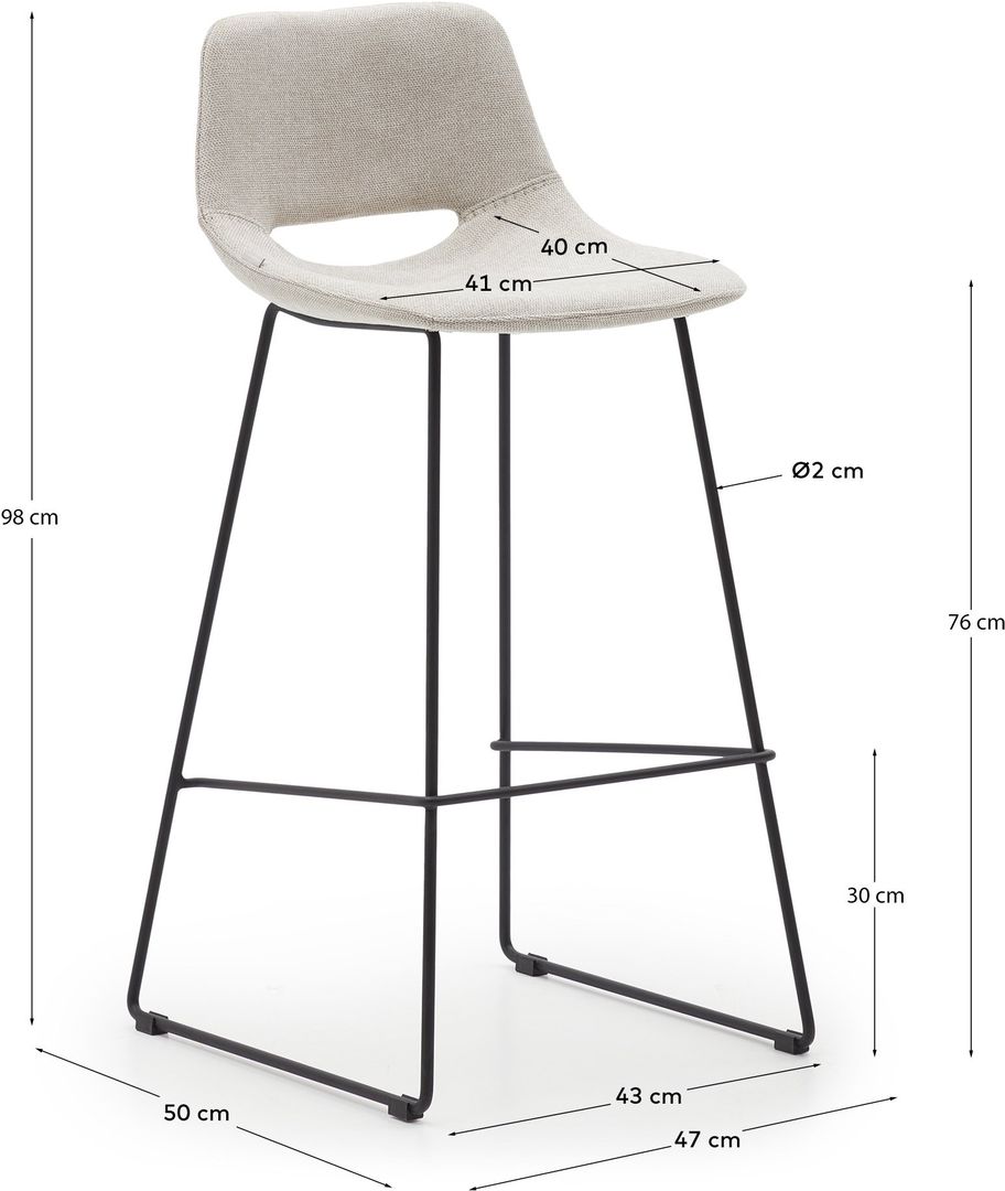 Kave Home   Zahara Hoog Barstoel