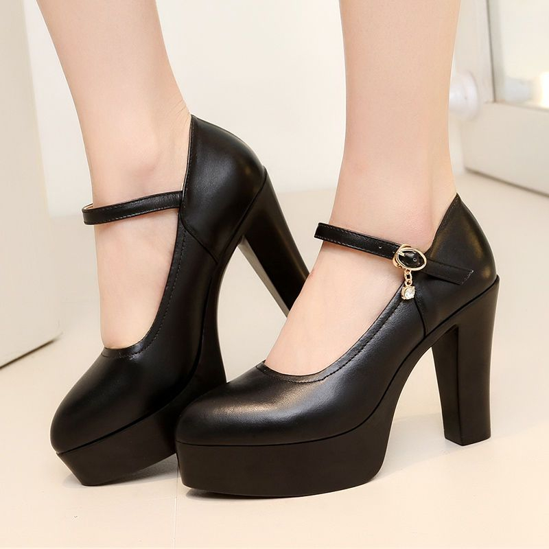 Freesia - Enkelband Platform Blokhak Pumps