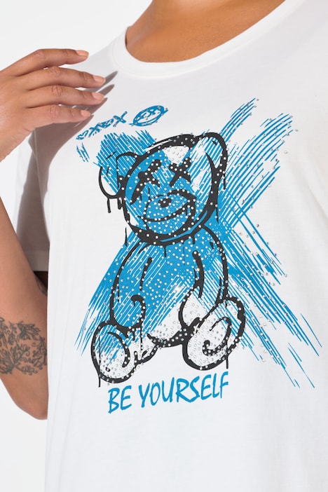 T-Shirt, Boxy Fit, Teddy-Motiv, Halbarm