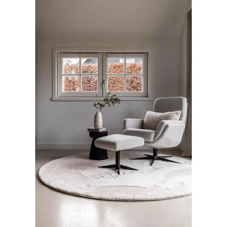 Interieur05 Rond Hoogpolig Vloerkleed Lux Creme - 160 x 160 cm