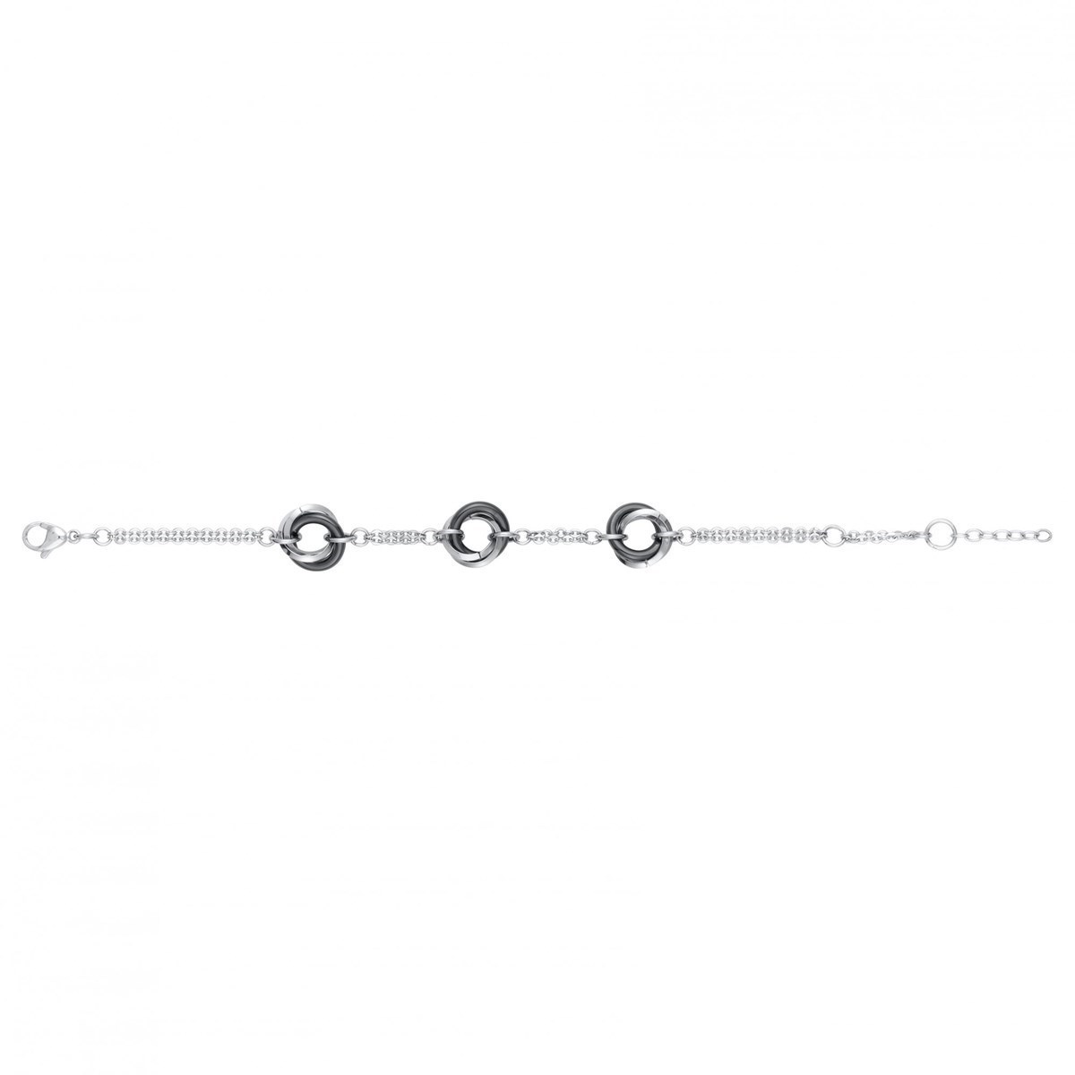 Bracelet souple mono-motif en Acier 316L et céramique - blanc brillant