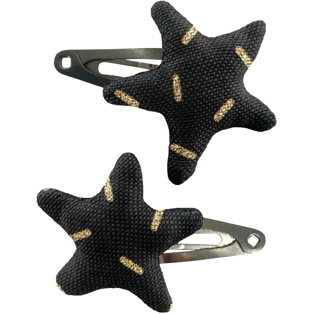 Barrettes Clic-Clac Étoile Paille Dorée Noir