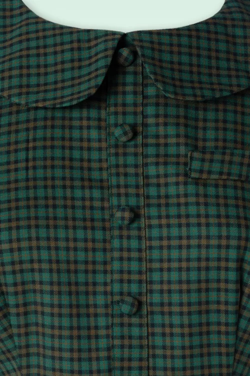 Vixen Shelly check blouse-jurk in groen