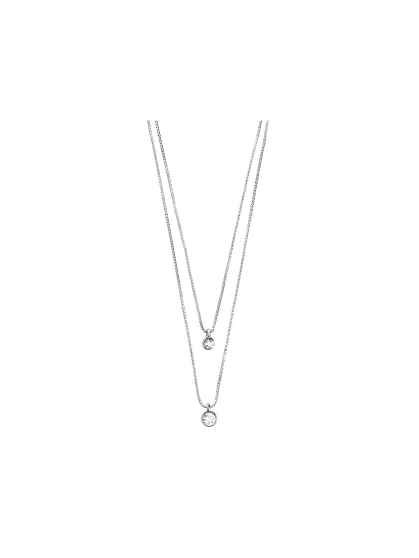 Lucia 2-i-1 krystall halskjede Silver