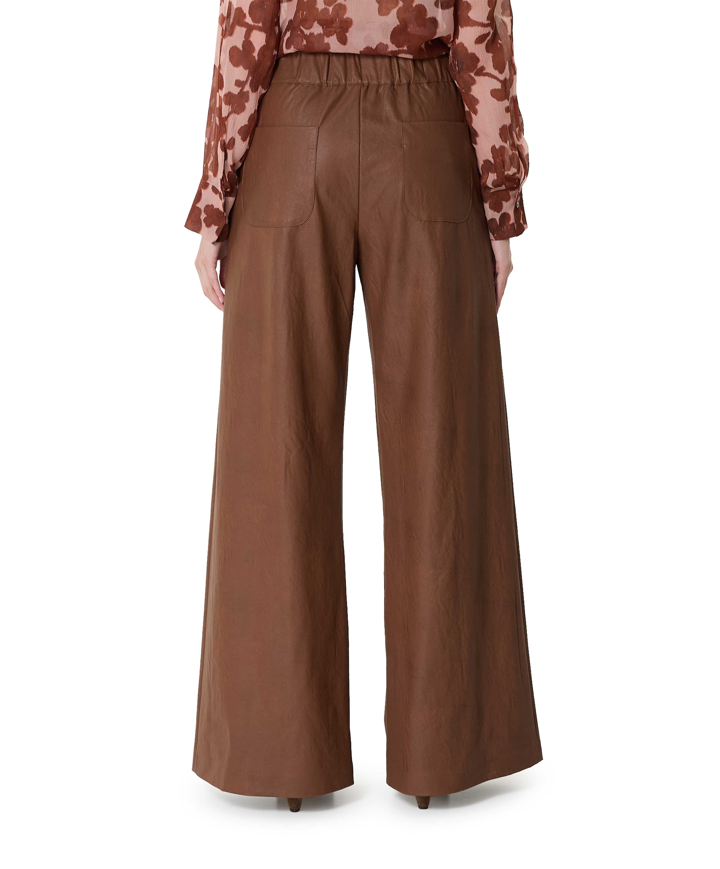 Caroline Biss vegan leather-elastiek dames broek bruin