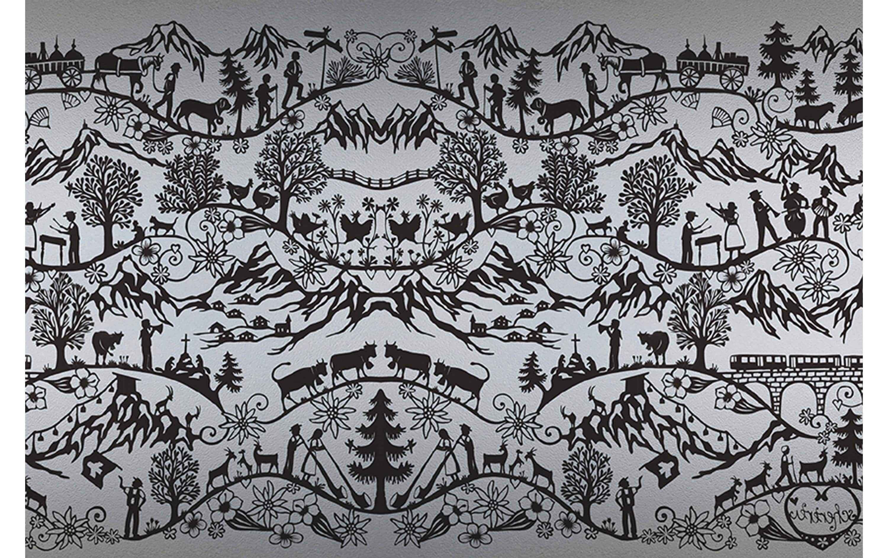 Fensterfolie Swissness 46 x 150 cm, SchwarzStatische Vinylfolie für Fenster