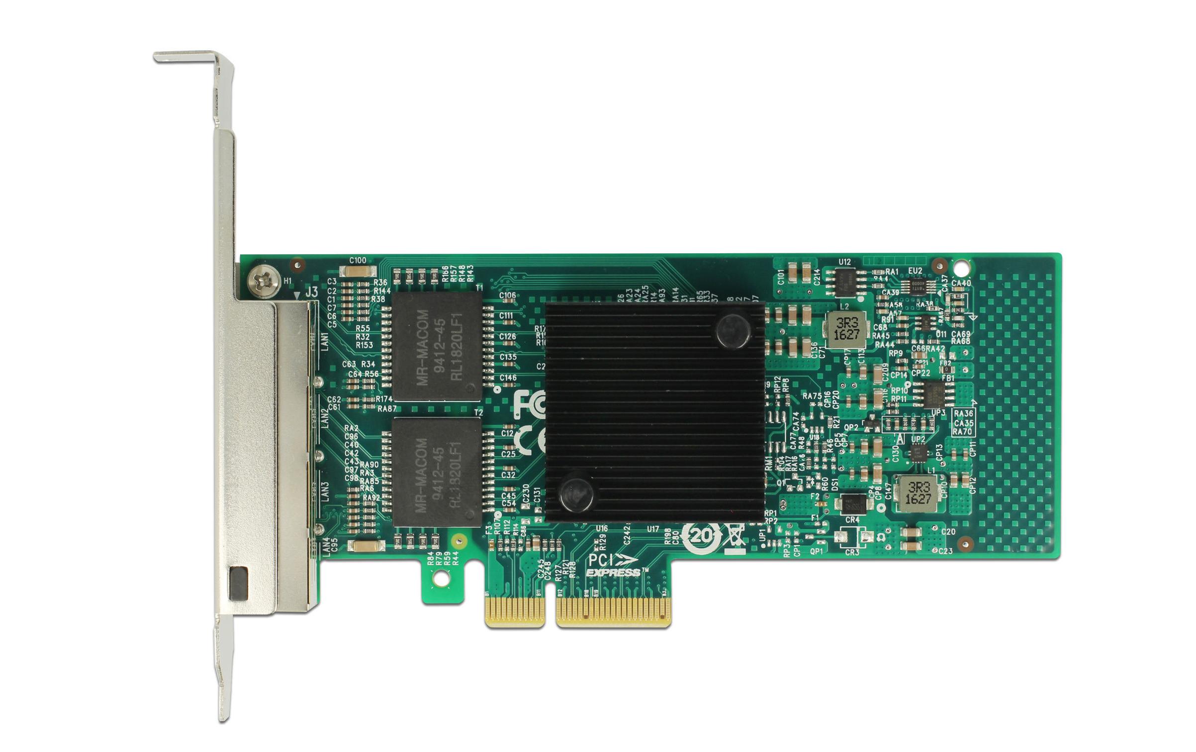 Netzwerkkarte 4x1Gbps, PCI-Express x4, Intel i350 Chipset<br>Delock PCI Express Karte zu 4 x Gigabit LAN
