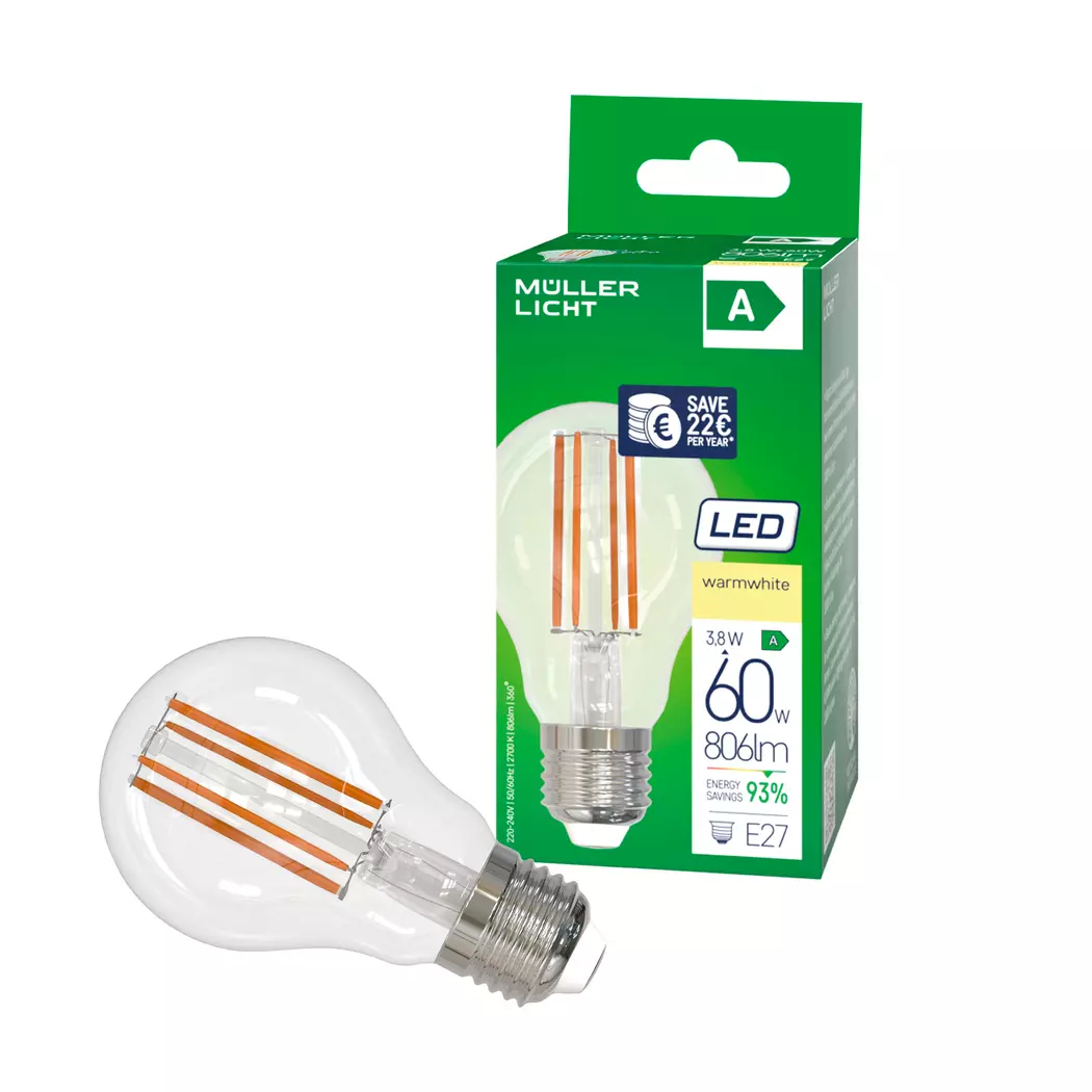 LED-Birne E27 / 3,8 Watt / Energie A