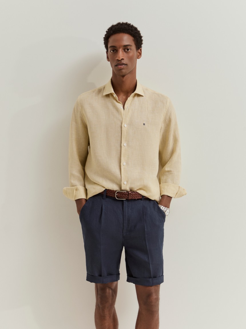 Camisa slim fit em linho